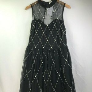 New Asos Curvy Black Sheer Overlay Cocktail Dress
